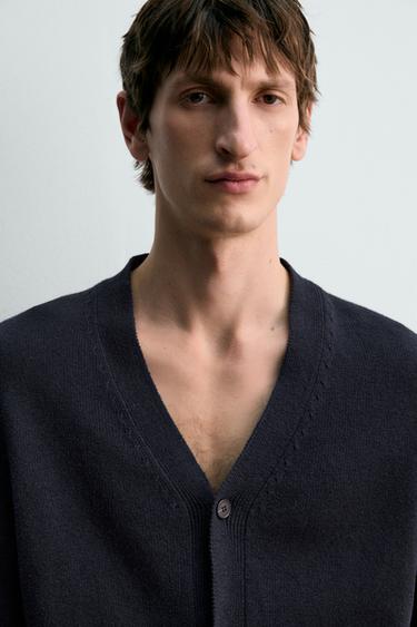 CARDIGAN COTON ET LIN - Bleu marine de Zara - Image 5