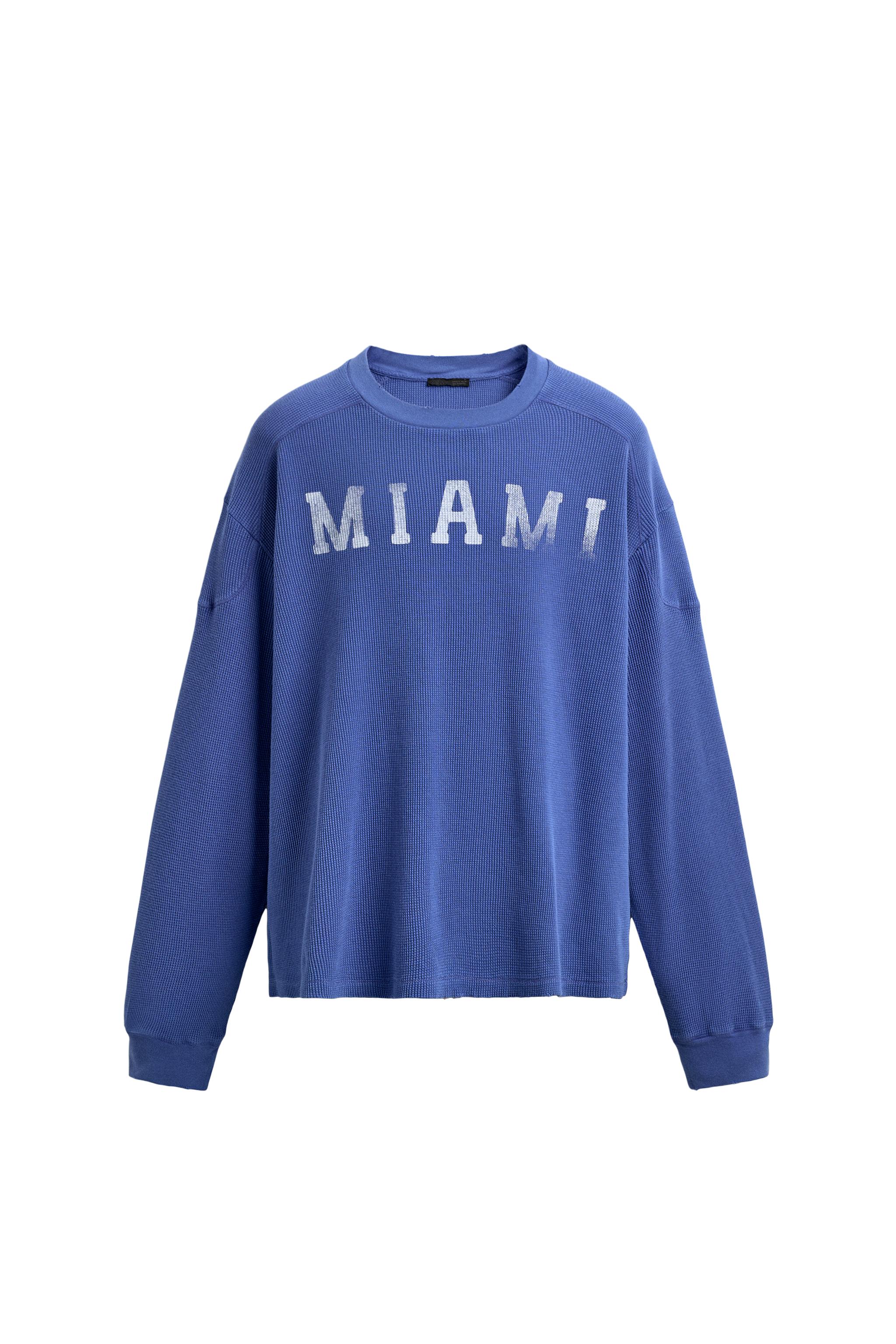 マイアミ ワッフルテクスチャーTシャツ - ブルー | ZARA Japan / 日本