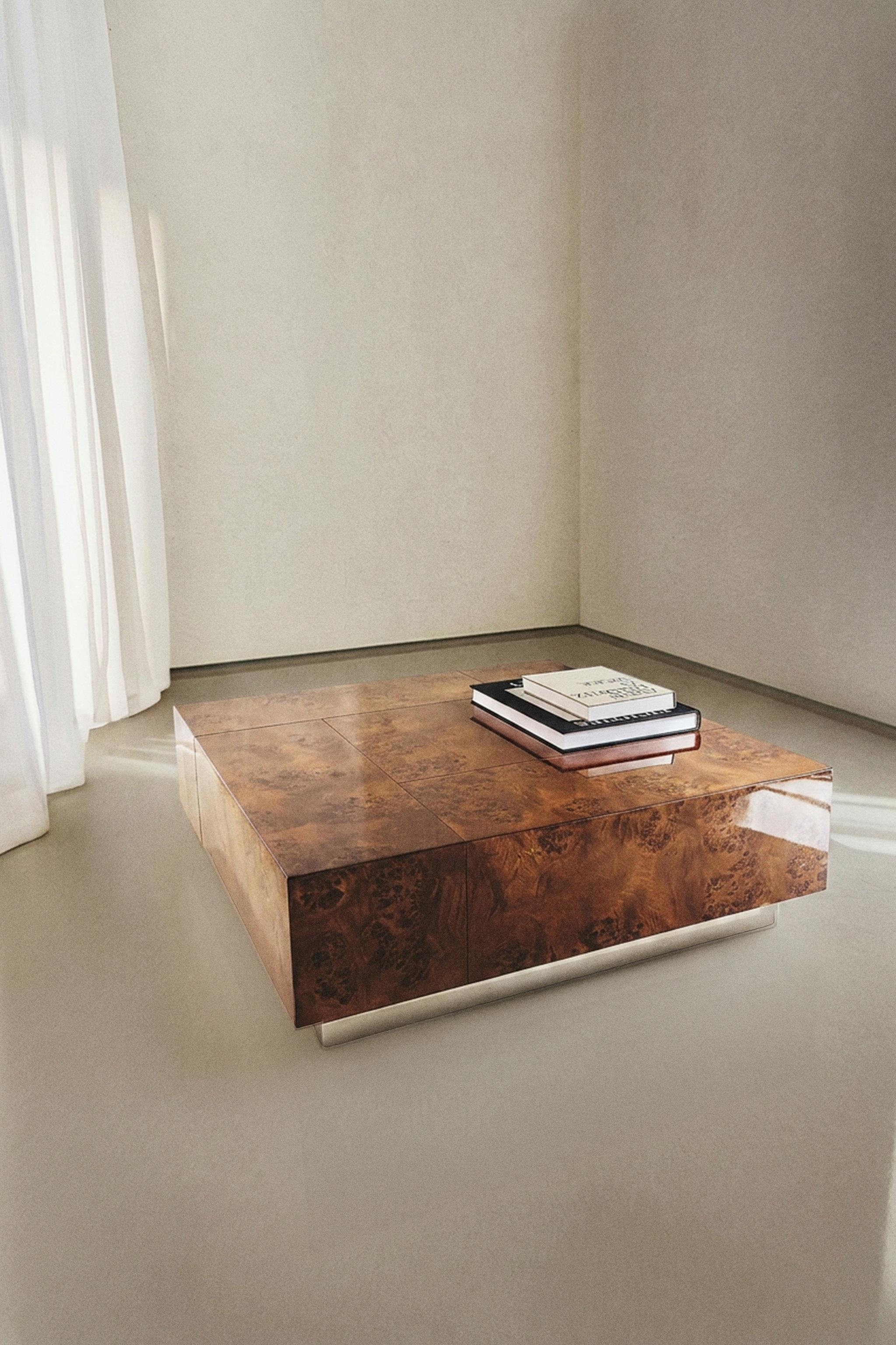 BURL WOOD COFFEE TABLE
