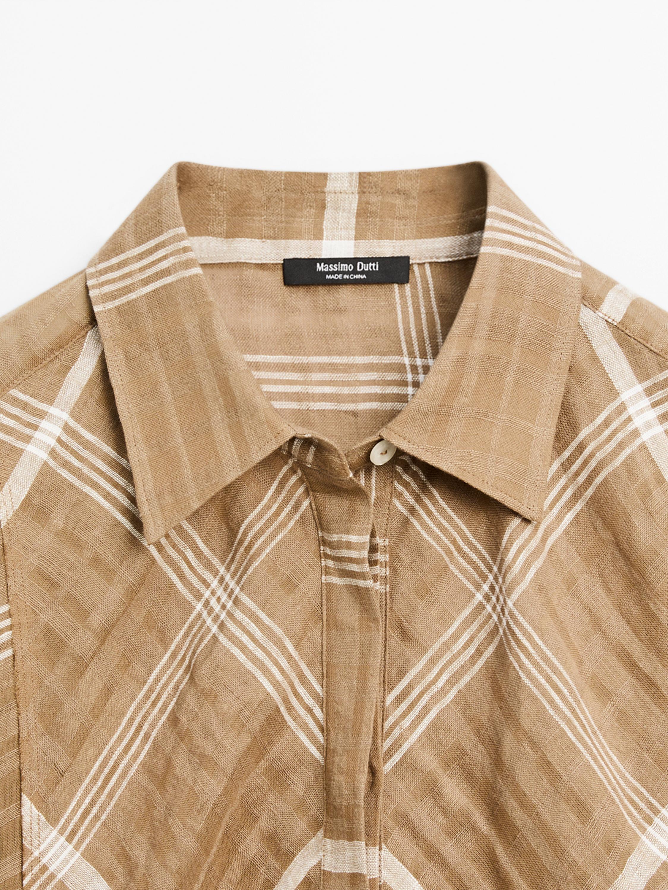 Chemise à carreaux fluide en lin mélangé