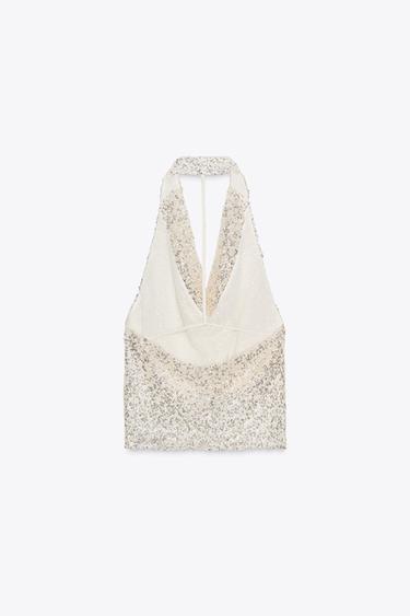 TOP HALTER À SEQUINS - 109 de Zara - Image 4