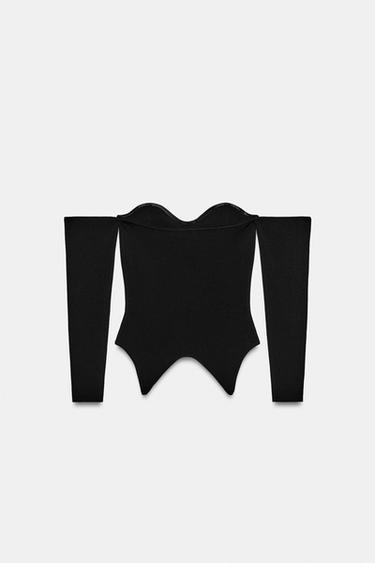 TOP BUSTIER EN MAILLE - Noir de Zara - Image 5