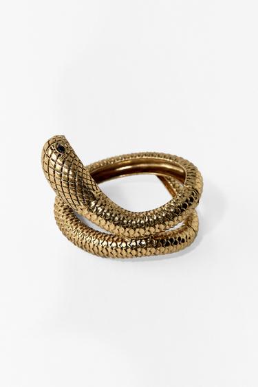 צמיד נחש עם אבני חן - מוזהב של Zara