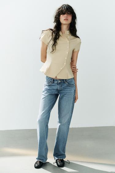 Zara SHORT SLEEVE SHIRT - Beige