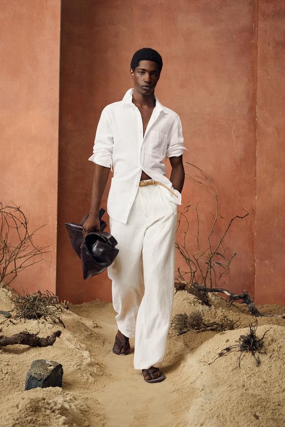CAMISA REGULAR FIT LINO - ALGODÓN - Blanco de Zara - Imagen 0