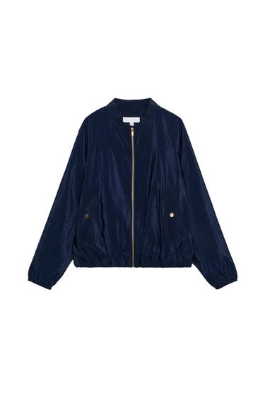 SATIN BOMBER JACKET - Navy blue by Zara