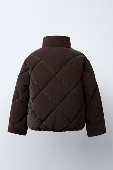 RUBBERISED PUFFER JACKET - Brown by Zara - Image 3