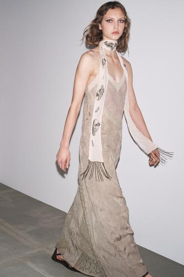 EMBROIDERED LACE DRESS - Grey by Zara