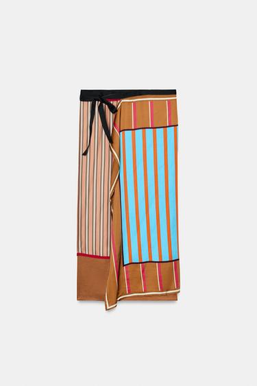 Zara STRIPED PRINT PAREO SCARF - Multicolored