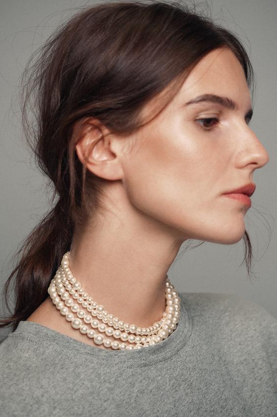 CHOKERHALSKÆDE MED PERLER - 109 fra Zara - Billede 0