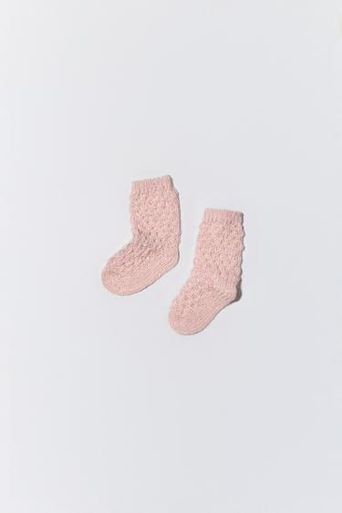 KNIT WOOL SOCKS - Pale pink by Zara