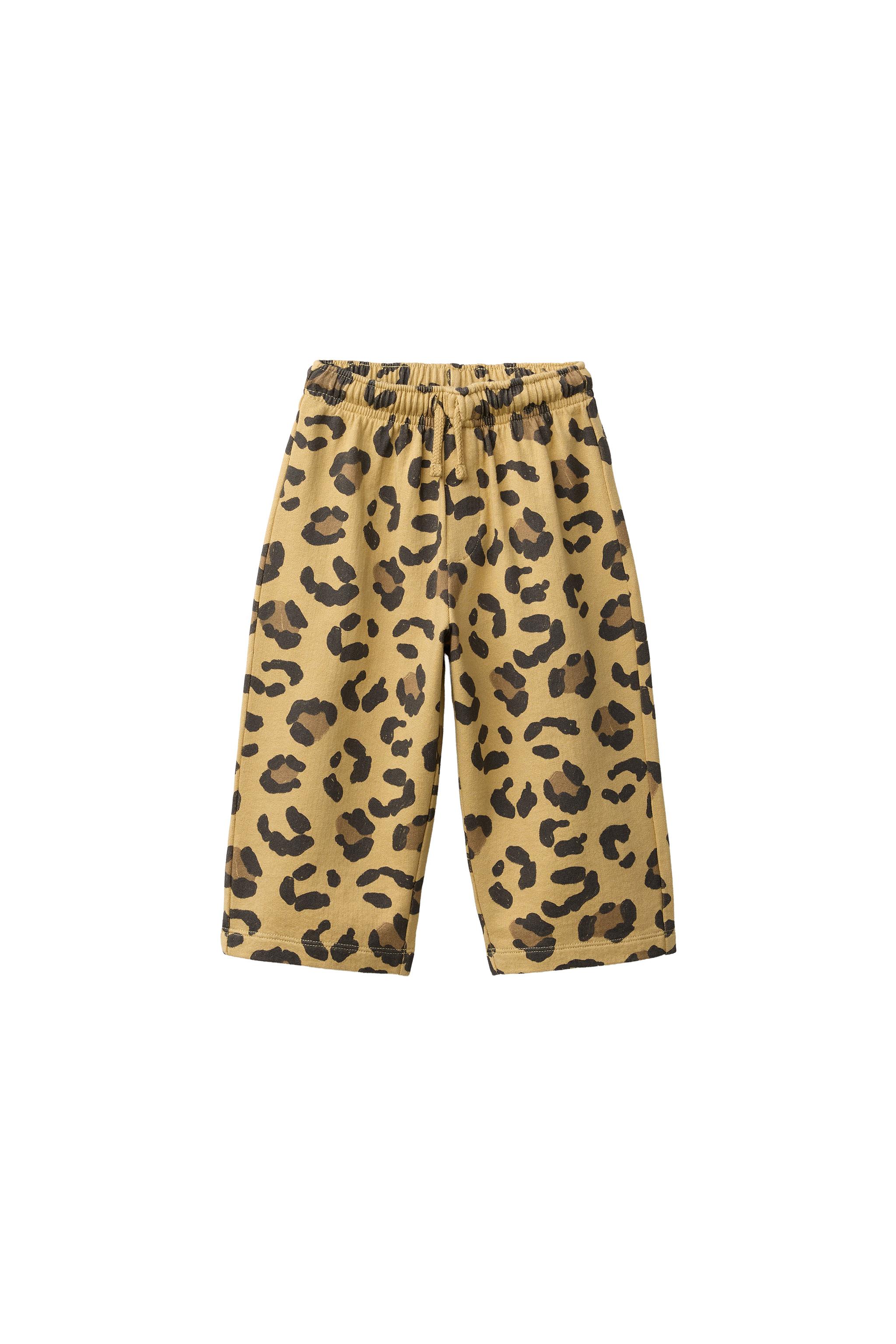 ANIMAL PRINT PLUSH STRAIGHT PANTS - Ocher | ZARA United States