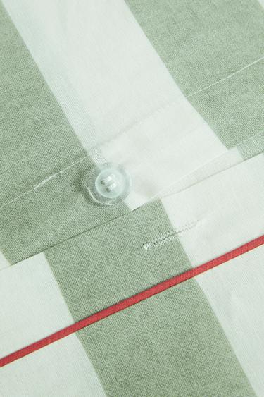 VERWASSEN KATOENEN DEKBEDOVERTREK MET STREPEN - Groen van Zara