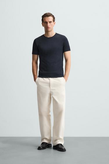 CAMISETA SLIM FIT BÁSICA - Marino de Zara - Imagen 0