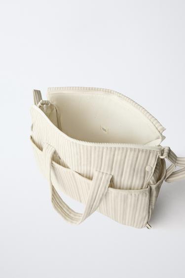 SAC DE MATERNITÉ À RAYURES - Marron camel de Zara - Image 3