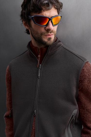 GILET EN MAILLE BIMATIÈRE POLAIRE - Marron de Zara - Image 5