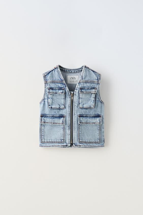 DENIM WAISTCOAT WITH POCKETS - Blue | ZARA Spain