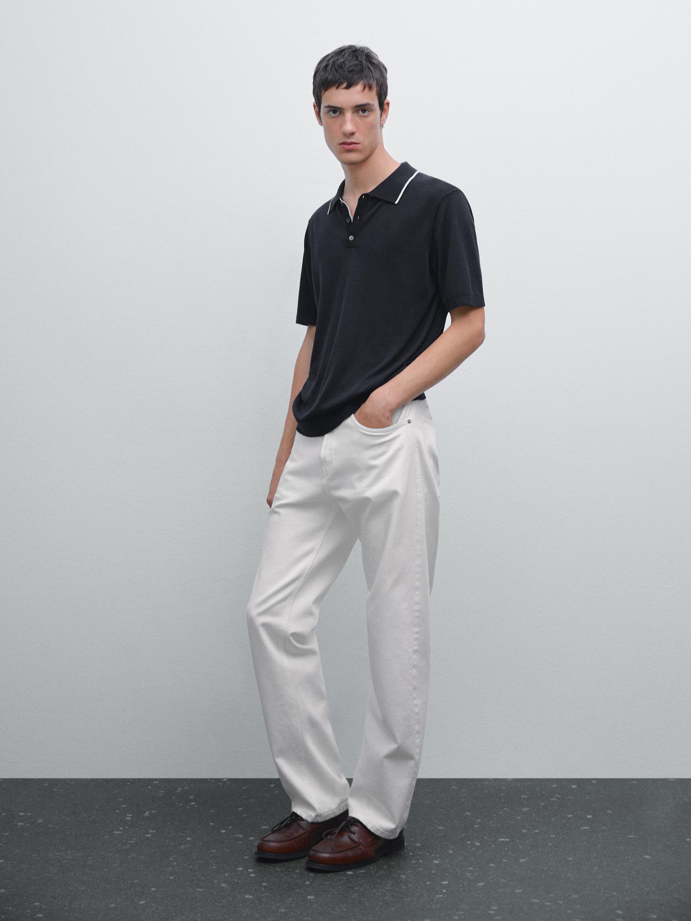 Polo en maille avec col coloré