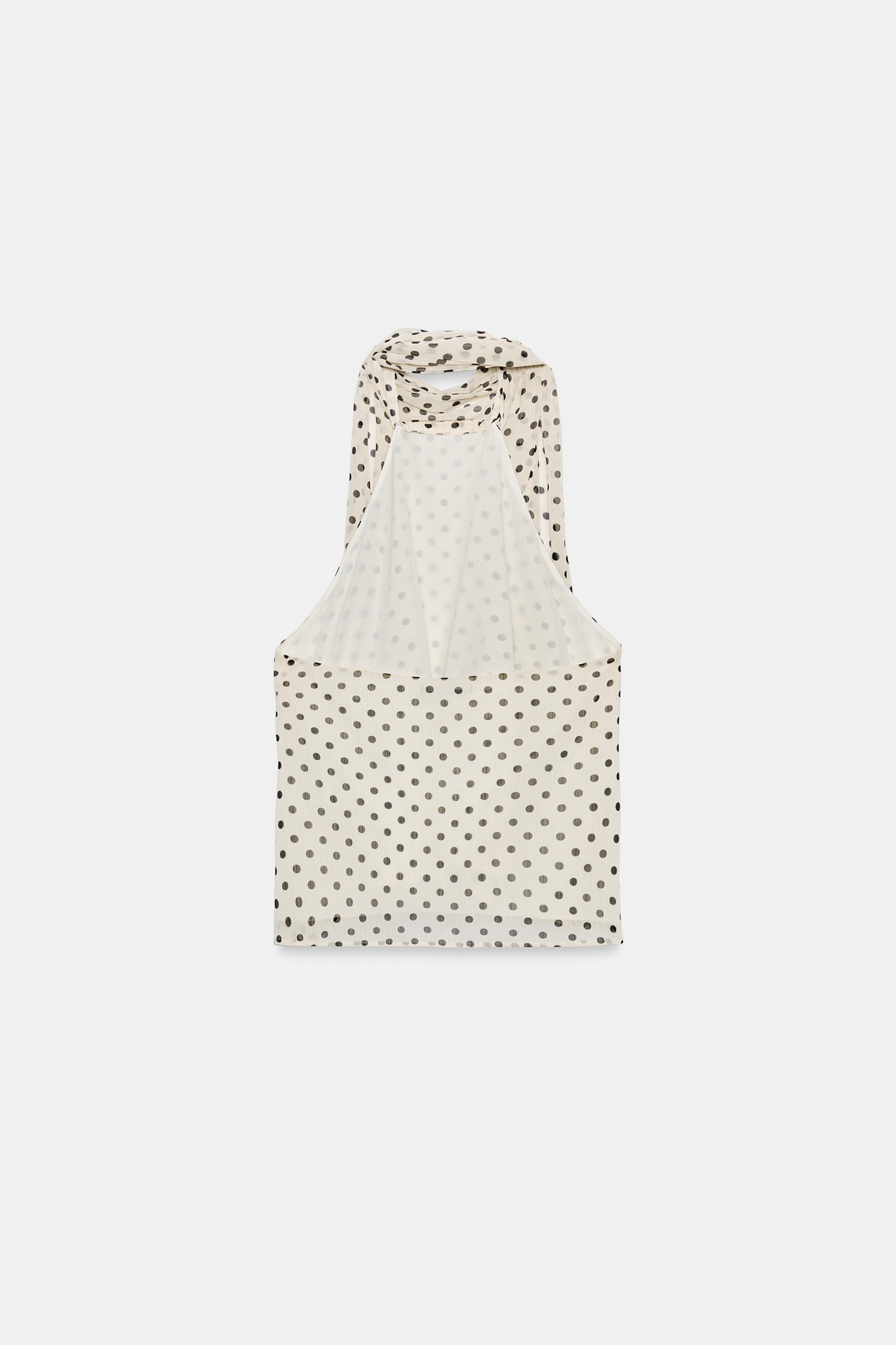 Zara PUANTİYELİ FIRFIRLI HALTER YAKA TOP görsel 8