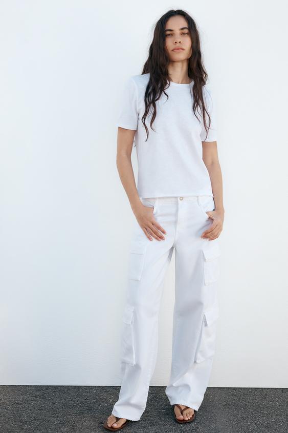 Zara Gray Skinny Cargo Jeans Womens 4