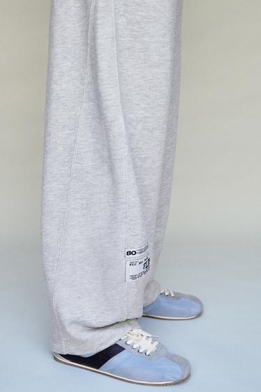 BARREL TROUSERS WITH LABEL APPLIQUÉ - Grey marl by Zara