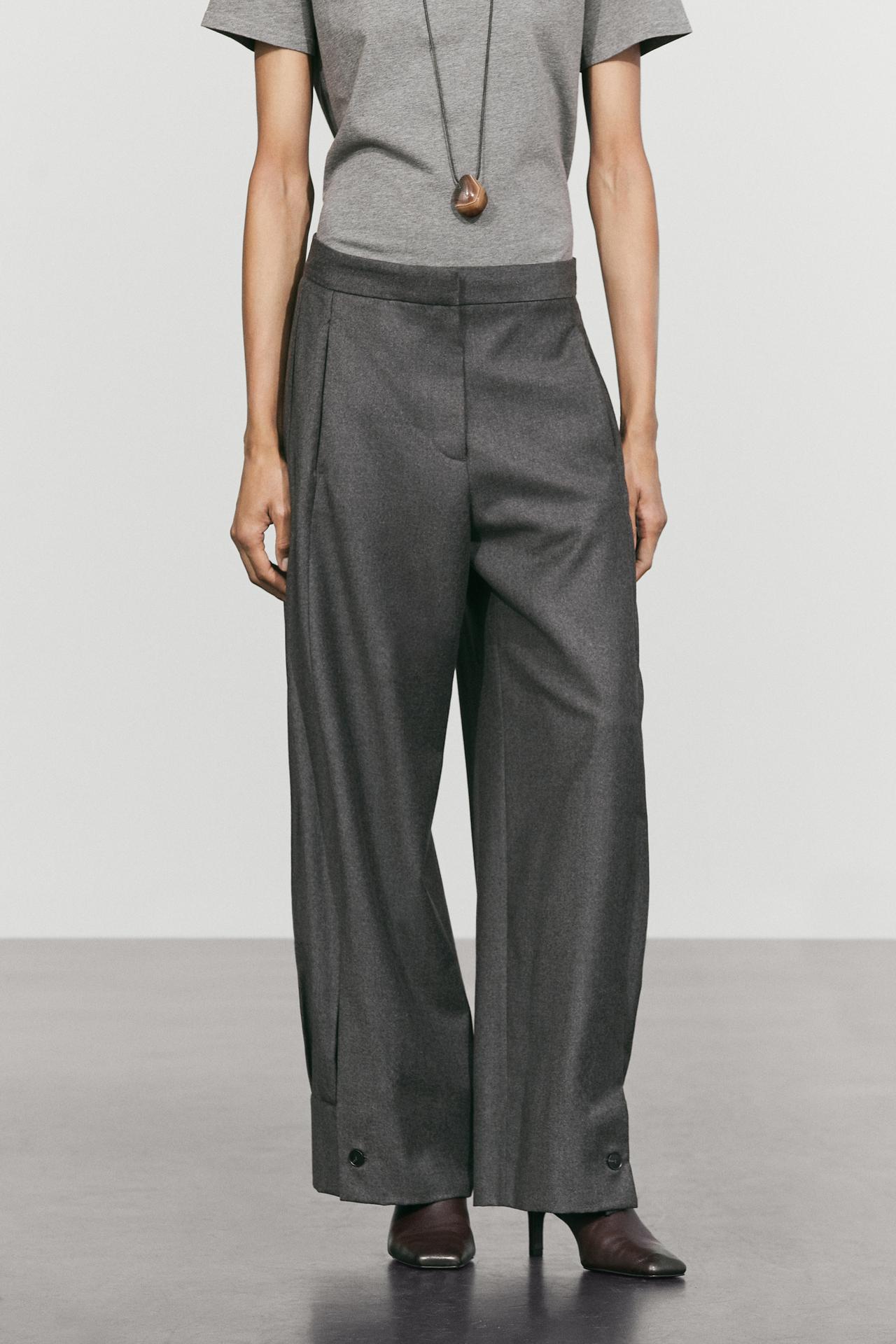 100% wool trousers with hem button detail — Cobalt