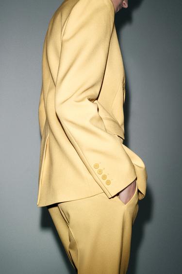 ZW COLLECTION STRAIGHT TUXEDO-STYLE COLLAR BLAZER - Pastel yellow by Zara - Image 1