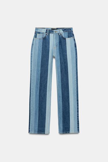 Z1975 MID-RISE STRIPED STRAIGHT JEANS - Mid-blue by Zara - Image 3