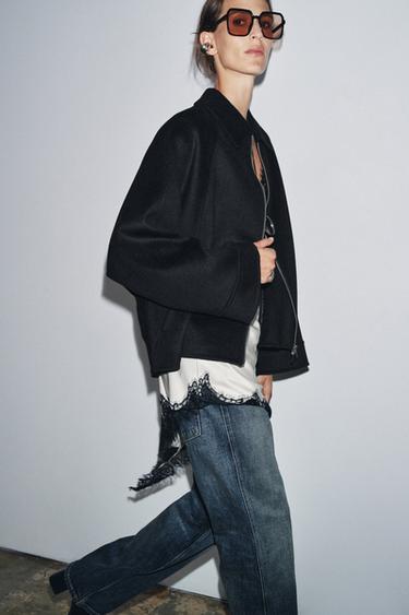 جاكيت صوف بسحاب ZW COLLECTION - أسود الخاص بـ Zara