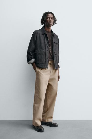 Zara RELAXED FIT PLEATED PANTS - Beige - Image 0