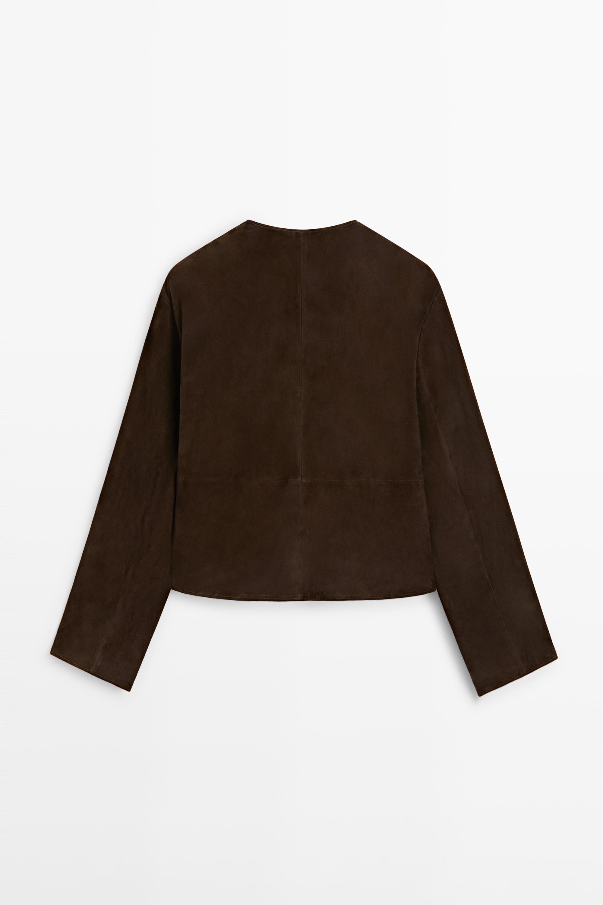 Short suede leather jacket