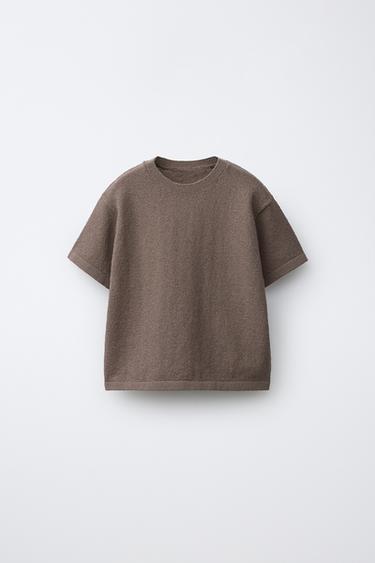 Zara RUSTIC KNIT T-SHIRT - Brown