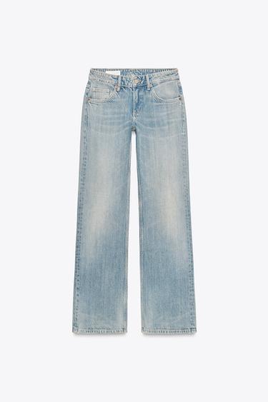 Zara TRF LOW RISE WIDE LEG JEANS - Blue / Gray
