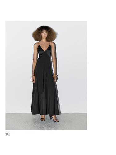 Zara Long godet dress - STUDIO - Navy blue