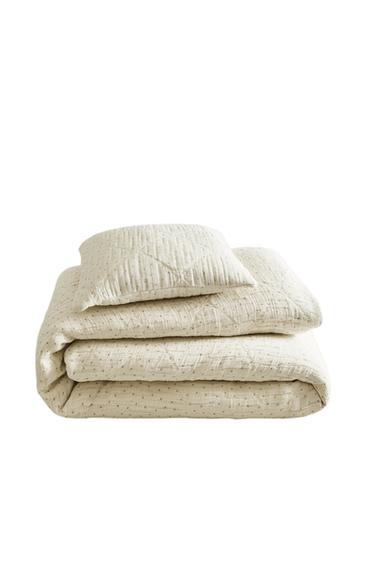 COUVRE-LIT ENFANT GAZE FLORAL - Vert de Zara