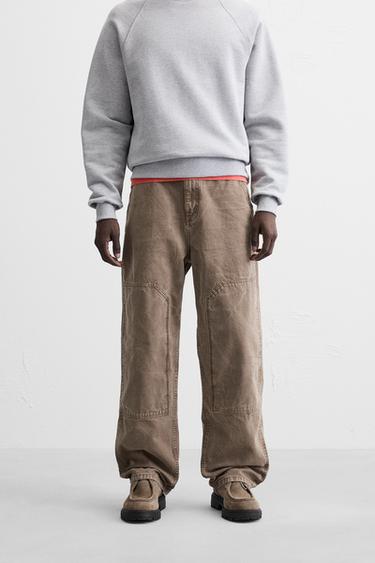 WASHED CARPENTER TROUSERS - Brown by Zara