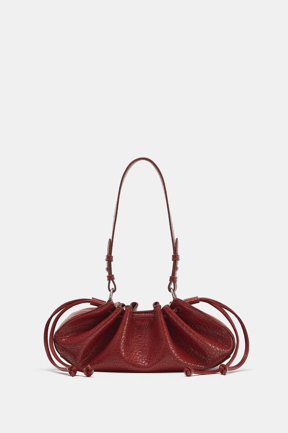 GATHERED ELONGATED SHOULDER BAG - Red by Zara - Image 2