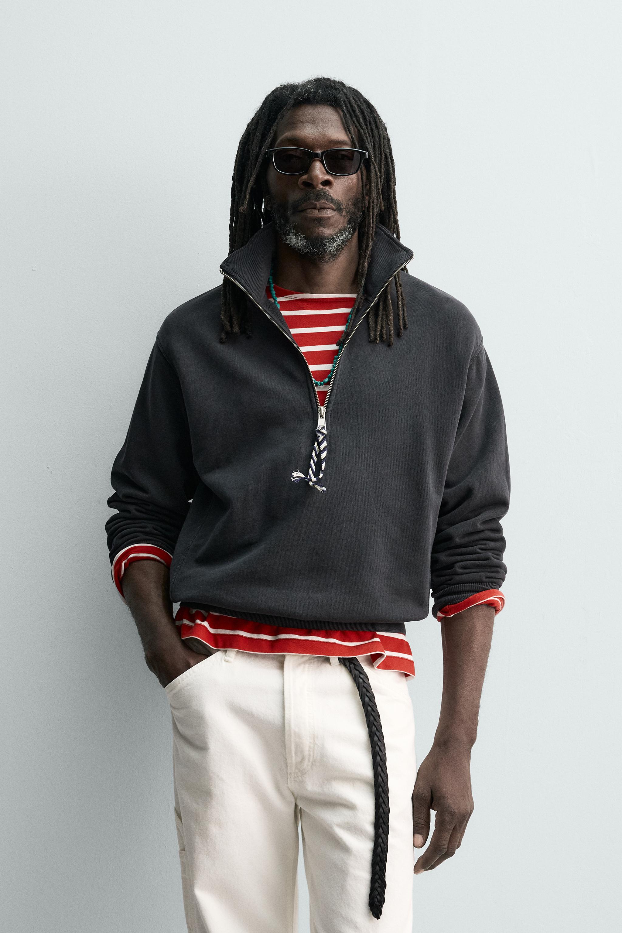 AARON LEVINE X ZARA QUARTER-ZIP SWEATSHIRT - Peach | ZARA United 
