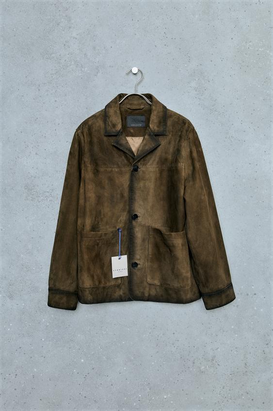 STORIESZ - 100% LEATHER JACKET - Olive green by Zara - Image 0