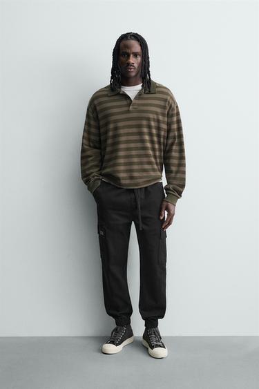 Zara SLIM FIT CARGO PANTS - Black