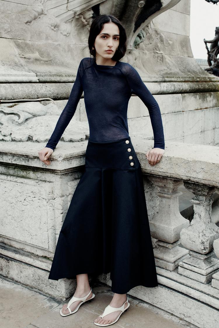 Falda Midi Falda Pantalon De Lunares Zara Skirt Faldas De Lunares