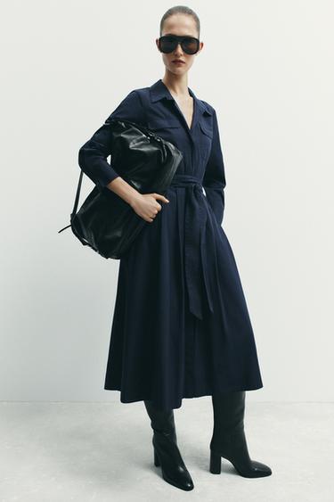 ZW COLLECTION SHIRT DRESS - Navy blue by Zara