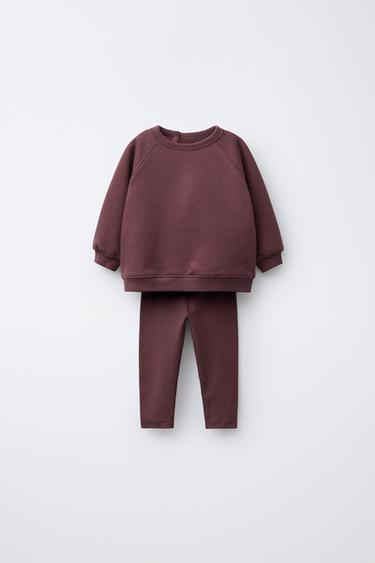 PLAIN SWEATSHIRT AND LEGGINGS SET - Aubergine by Zara