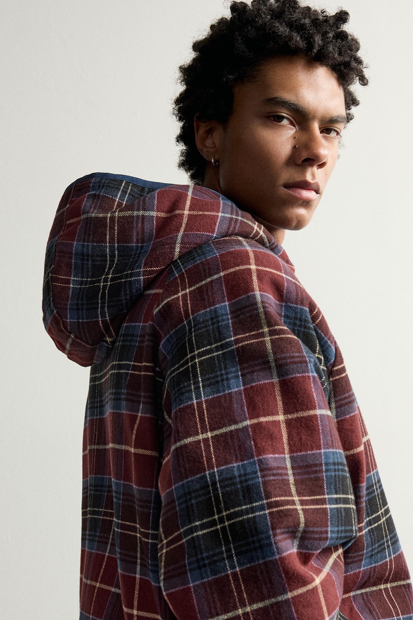 Мужская куртка Zara Reversible Check Shearling, цвет: Синий — фото 7