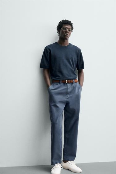 PANTALON CHINO STRAIGHT FIT DÉLAVÉ - Bleu de Zara - Image 5