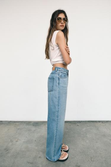JEANS Z1975 STRAIGHT TIRO ALTO LONG LENGTH - Azul claro de Zara