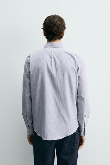 CHEMISE STRUCTURÉE À RAYURES - Blanc / Gris de Zara - Image 2