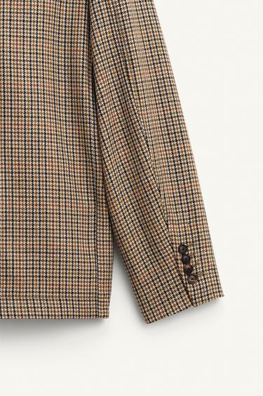 BLAZER DE COSTUME À CARREAUX EN LAINE ÉDITION LIMITÉE - Marron de Zara - Image 10