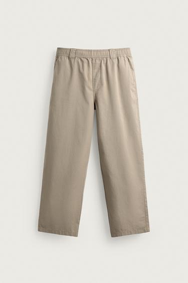 CALÇA RELAXED FIT DE ALGODÃO - castanho da Zara
