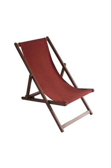 CHAISE LONGUE PLIANTE BOIS ET COTON - Rouge de Zara